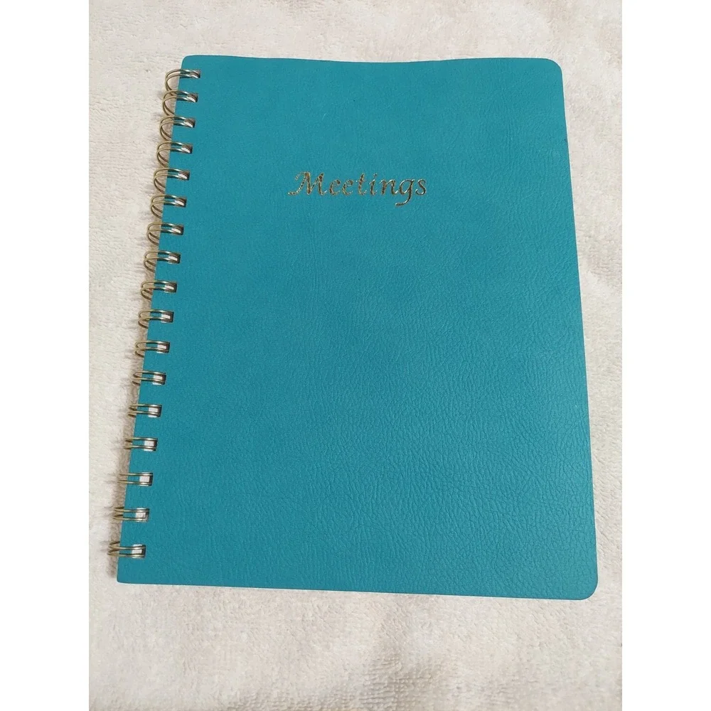 Meetings Notes Planner‎ Organizer Gold Spiral Teal Blue Undated Notebook